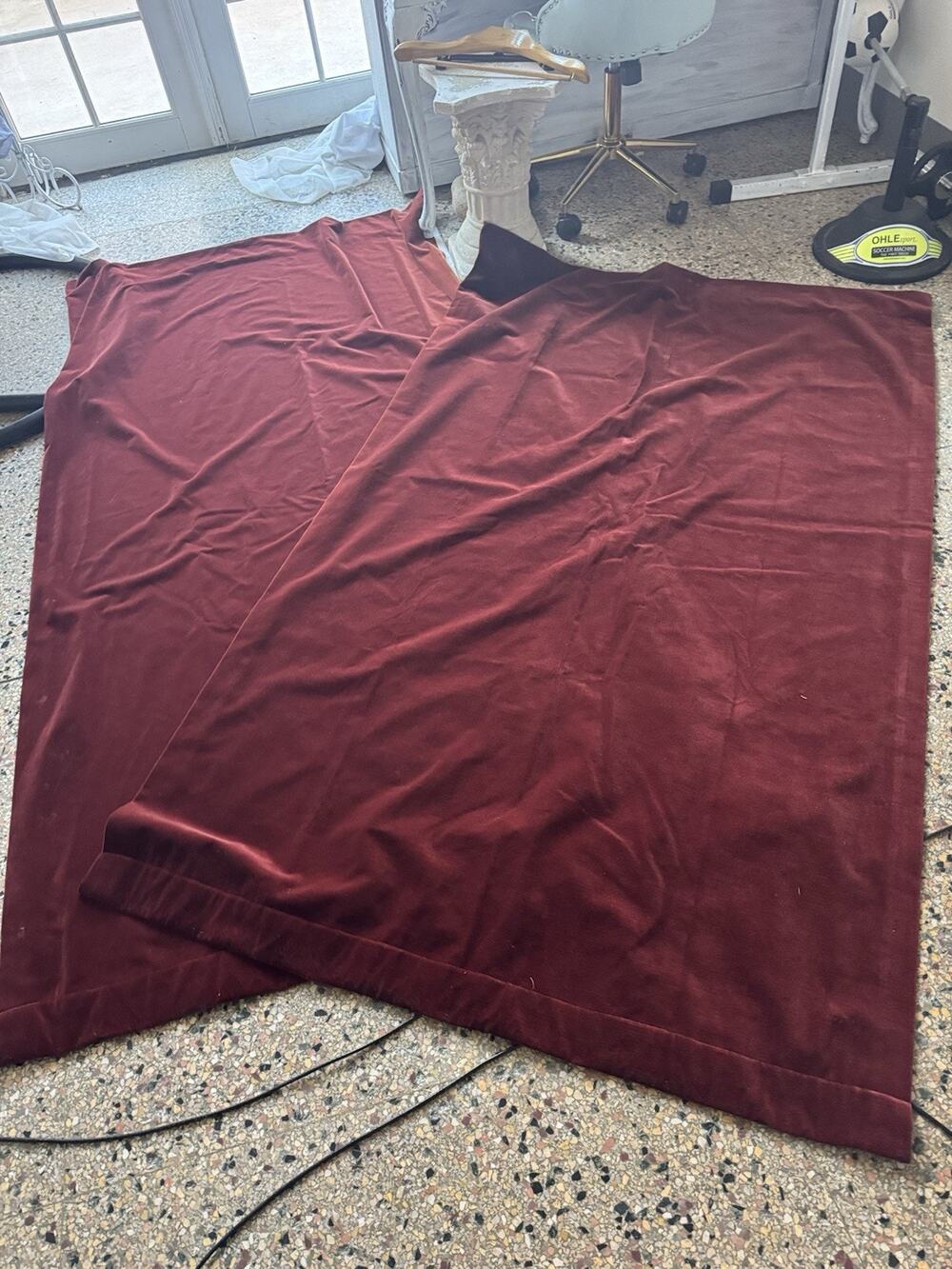 Restoration Hardware (2) Velvet Curtain Panels Red 49 By 80 Pocket DBL Blackout